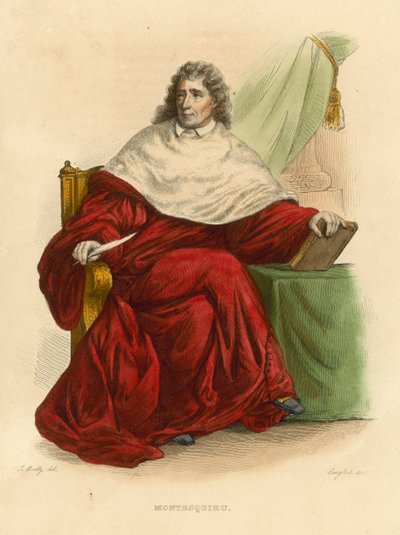 Montesquieu (incisione colorata) da French School