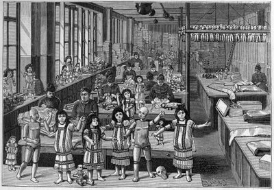 Fabbrica di bambole di Montreuil nel 1888 da French School