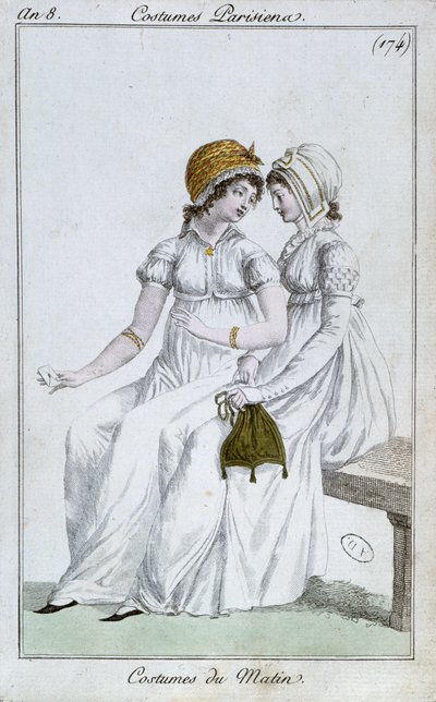 Abito da mattina, tavola di moda da Costumes Parisiens, 1800 da French School