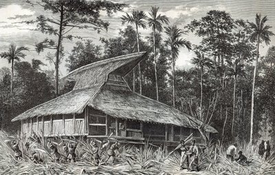 Moschea a Dodinga, Nuova Guinea, illustrazione da Le Tour du Monde, 1879 da French School