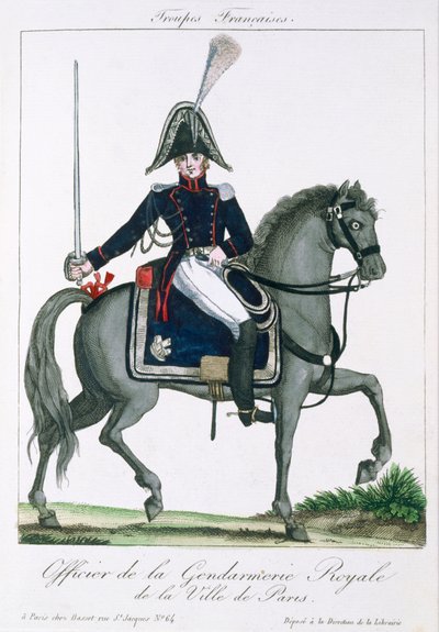 Ufficiale a cavallo della Gendarmeria Reale di Parigi, c.1790 da French School