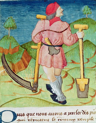 Ms.3066 fol.39v Il Lavoratore, da Le Livre des echecs moralises, di Jacques de Cessoles da French School