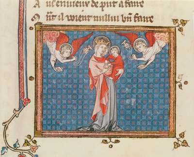 Ms 1044 fol.68v Vergine e Bambino con angeli che portano incensieri, da Ovide Moralise scritto da Chretian Legouais da French School