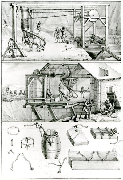 Ms 1064 fol.8 Una cava di ardesia, da Descriptions des Arts et Metiers da French School