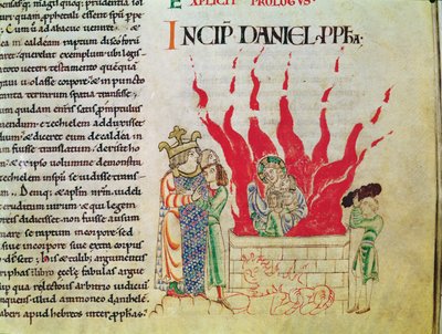 Ms 12-15 t.3 f.64 I bambini nella fornace, dalla Bibbia di Etienne Harding da French School