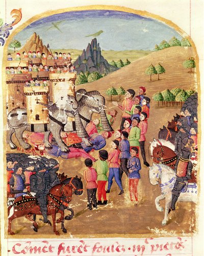 Ms 1335 fol.217 Gli Elefanti da Guerra, dalla Vie d