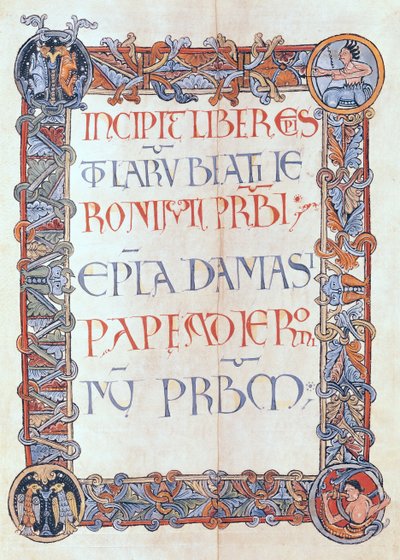 Ms 154 fol.3 Pagina di testo con bordo fiorito, dalle lettere di San Girolamo da French School