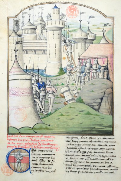 Ms 1560 Cattura di Gerusalemme nel 1099 da parte di Goffredo di Buglione e dei Crociati durante la Prima Crociata, miniatura da Fleur des Histoires da French School