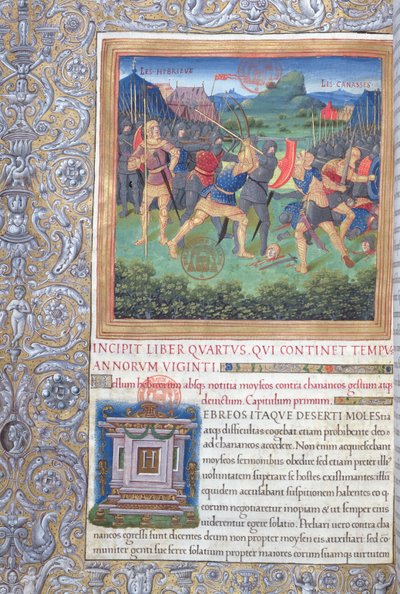 Illustrazione dal Libro IV (Dal rifiuto di quella generazione alla morte di Mosè), Capitolo 1 delle Antichità giudaiche (Antiquitates Judaicae) di Flavio Giuseppe da French School