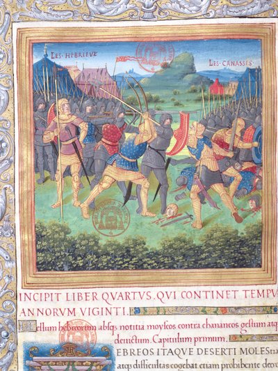 Illustrazione dal Libro IV (Dal rifiuto di quella generazione alla morte di Mosè), Capitolo 1 delle Antichità giudaiche (Antiquitates Judaicae) di Flavio Giuseppe da French School