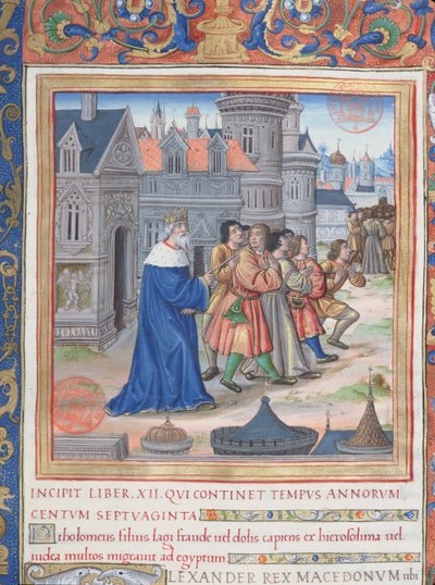 Illustrazione dal Libro XII (Dalla morte di Alessandro Magno alla morte di Giuda Maccabeo), Capitolo 1 delle Antichità giudaiche (Antiquitates Judaicae) di Flavio Giuseppe da French School