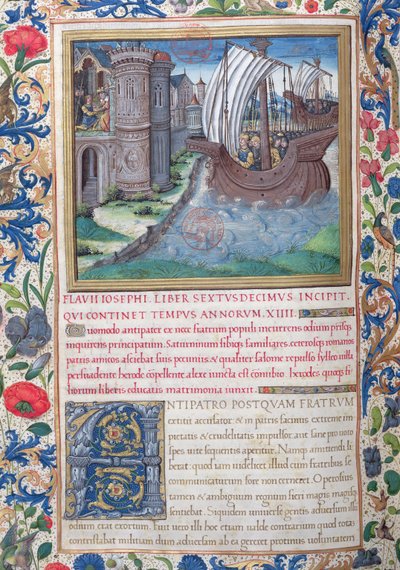 Illustrazione dal Libro XVI (Dal completamento del Tempio da parte di Erode alla morte di Alessandro e Aristobulo), Capitolo 1 delle Antichità giudaiche (Antiquitates Judaicae) di Flavio Giuseppe da French School