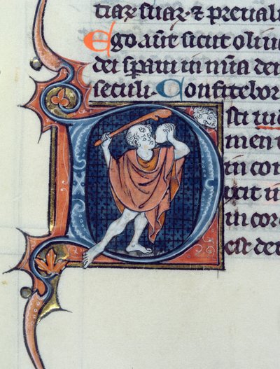 Ms 15 fol.236v Un folle con una pietra e una verga da French School