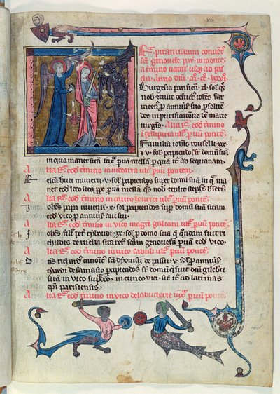 Ms 16261 fol.13v Santa Genoveffa che combatte un demone con l