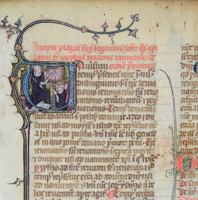 Ms 1721 Fol.1 Monaco domenicano che tiene una lezione a due altri monaci, da Legenda Sanctorum Aurea di Jacques de Voragine da French School