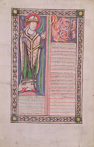 Ms 186 Fol.2v Pierre Lombard Vescovo di Parigi, dal Liber Quatuor Sententiarum (Libro delle Sentenze), c.1160 da French School