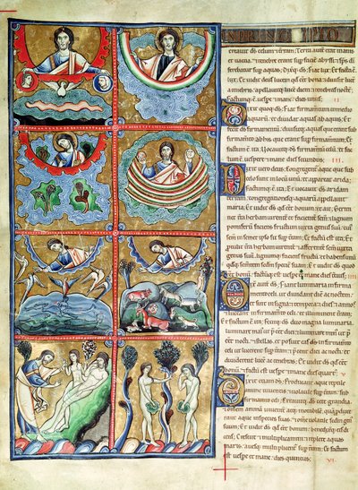 Ms 1 f.4v La Creazione del Mondo, dalla Bibbia di Souvigny da French School