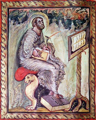 Ms 1 fol.90v San Luca, dai Vangeli di Ebbo, c.816-835 da French School