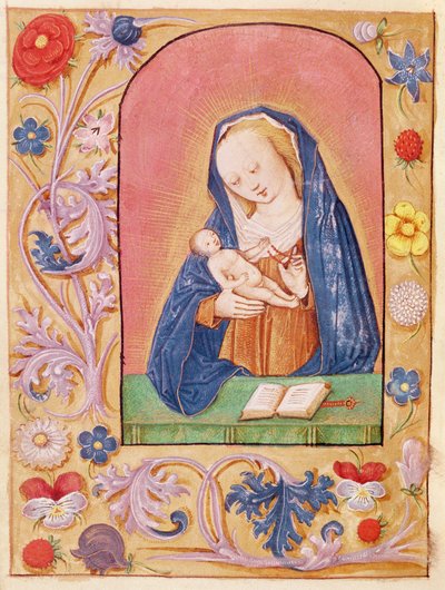 La Vergine e il Bambino che giocano con un rosario, da un Libro d