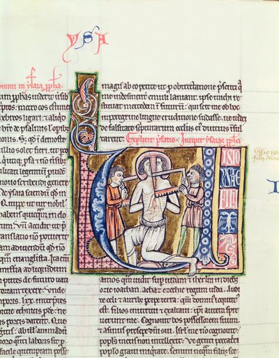 Ms 21 fol.98v Il martirio di Isaia, da una Bibbia da French School