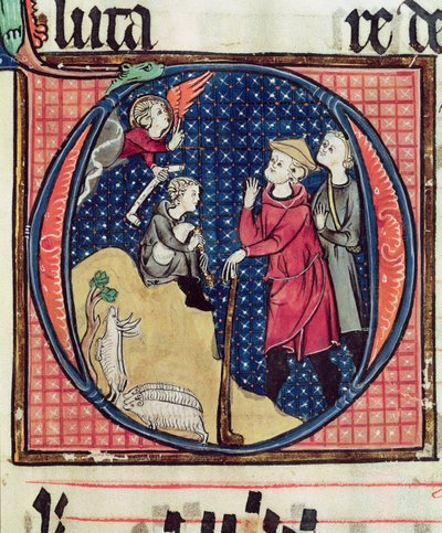 Annunciazione ai Pastori, da un antifonario, 1257 da French School