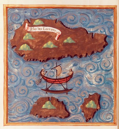 Ms 24224 Fol.20v Mappa delle Isole Ladrones, da un resoconto del viaggio di Ferdinando Magellano da French School