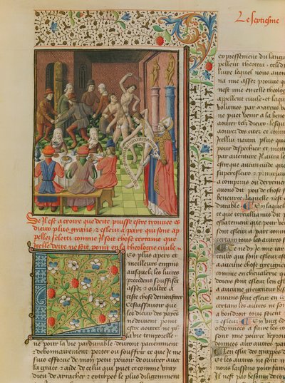 Ms 246 fol.151r Temporale e Terminale, dalla traduzione francese di De Civitate Dei di Sant