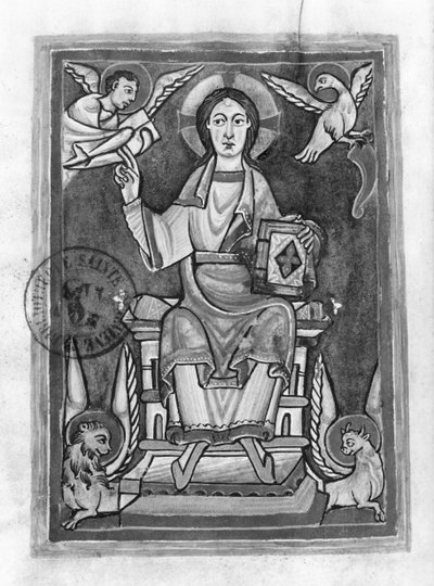 Ms 2657 fol. 1v Cristo in Maestà, da un Benedizionale da French School