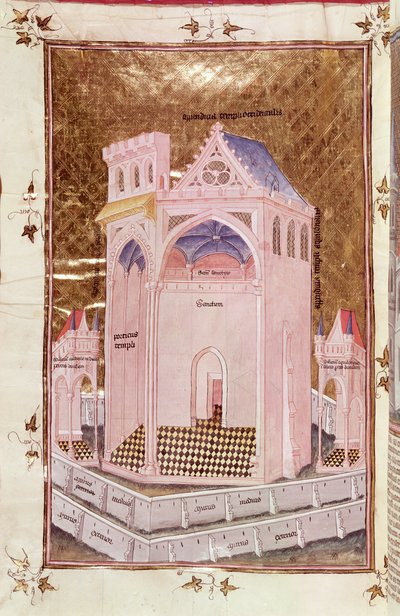 Ms 292 Tome 3 fol.214v Il Tempio di Gerusalemme, da Postilles sur la Bible di Nicolas de Lyre da French School