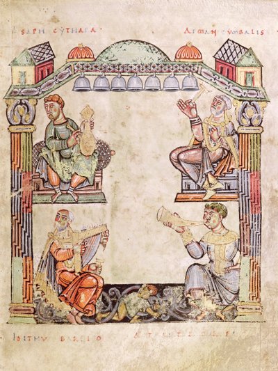 Ms 2 fol.11 (6) Quattro musicisti, da un libro d