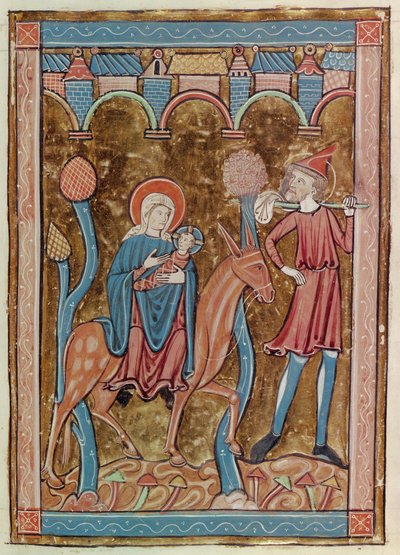 Ms 3016 fol.12 La fuga in Egitto, da Psautier à l