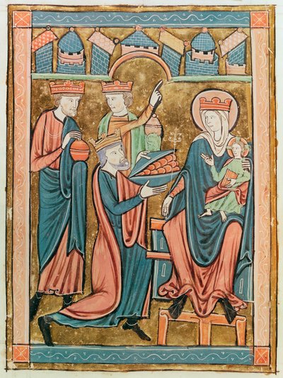 Ms 3016 fol.9v Adorazione dei Magi, da Psautier à l