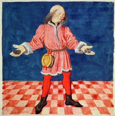 Ms. 3066 fol. 64v Il Lanciatore di Dadi, da Le Livre des echecs moralises, di Jacques de Cessoles da French School