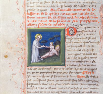 Creazione di Eva, dalla Bibbia dei Grandi Agostiniani, 1494 da French School