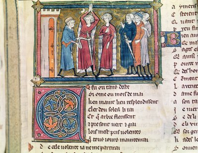Ms 3142 fol.179 Armamento di un cavaliere, dal Recueil de Poesies Francaises, c.1280-90 da French School