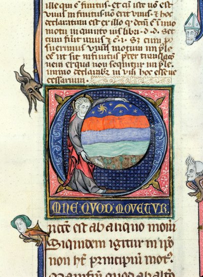 Ms 3469 Cristo che tiene un globo con i Quattro Elementi, dalla Fisica di Aristotele da French School