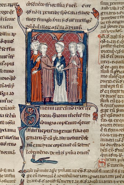 Ms 372 fol.168 Scena di matrimonio, dai Decreti di Graziano da French School