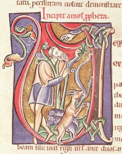 Ms 3 fol.234v Iniziale istoriata V raffigurante Amos, dalla Bibbia di Saint-Sulpice de Bourges da French School