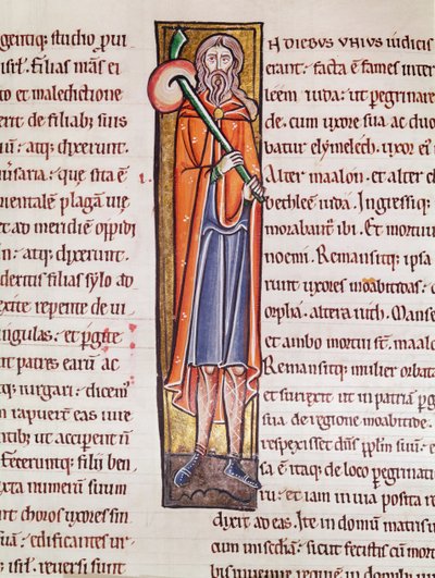 Iniziale istoriata I raffigurante Elimelech in viaggio, dalla Bibbia di Saint-Sulpice de Bourges da French School
