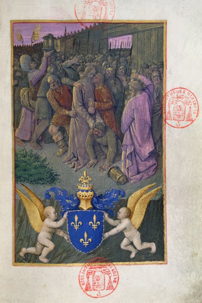 Ms 473 Giuda bacia Cristo, miniatura dalle Heures de Charles de France, c.1466-69 da French School