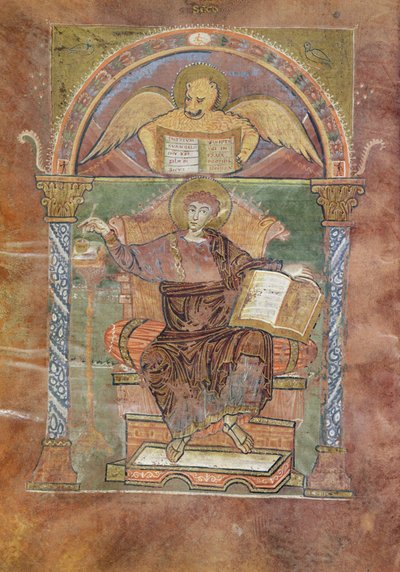 Ms 4 fol.66v San Marco, dal Vangelo di San Riquier, c.800 da French School