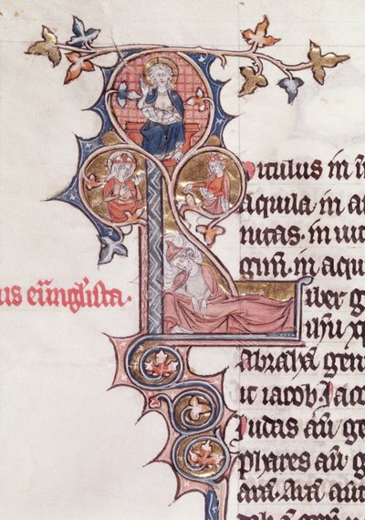 Ms 7 fol.199v Iniziale istoriate L che raffigura l