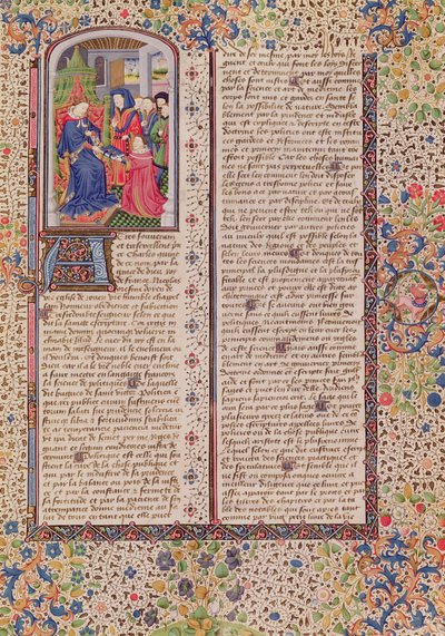 Ms 927 Fol.186 Presentazione della Politica al Re, da Etica, Politica ed Economia di Aristotele (384-322 a.C.) da French School
