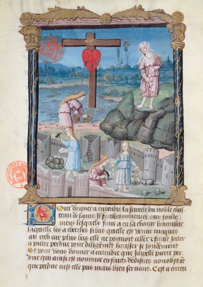 Ms 978 fol.31 La costruzione del castello, illustrazione da un trattato spirituale per l