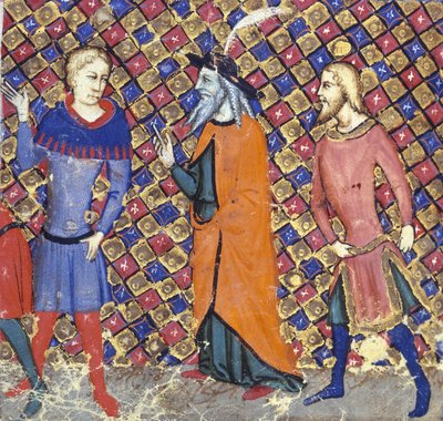 Ms Add 12228 Merlino con due compagni, illustrazione da 