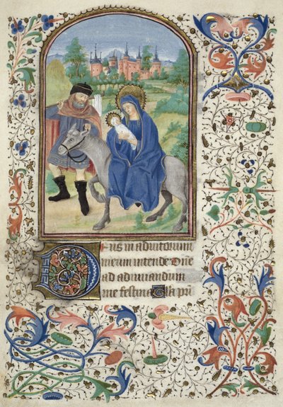 La Fuga in Egitto, da Glasgow Hours, c.1450-60 da French School