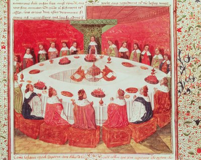 La Tavola Rotonda e il Santo Graal, dal Livre de Messire Lancelot du Lac da French School