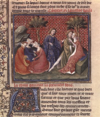 Ms Fr 118 fol. 219v pagina da La ricerca del Santo Graal e la morte di Artù, parte del manoscritto Lancillotto del lago da French School