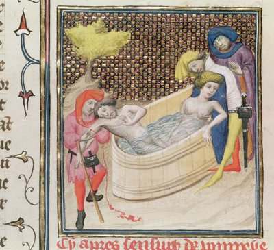 Paulina morente con Seneca, da De Claris Mulieribus, di Giovanni Boccaccio (1313-75) da French School