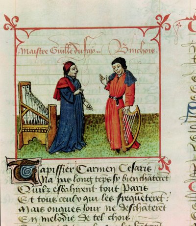 Guillaume Dufay (m.1474) e Gilles Binchois (m.1460) da Le Champion des Dames di Martin le Franc (1410-61) 1440 da French School
